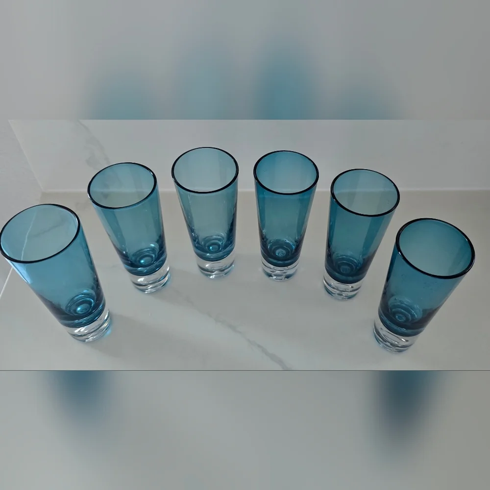 Krosno Azure Blue‎ Shot Glasses Set Of Six